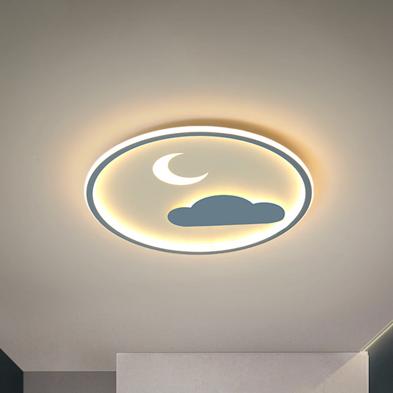 Cloud and Crescent Acrylic Flushmount Simple LED Blue Flush Light Fixture in Warm/White Light Clearhalo 'Ceiling Lights' 'Close To Ceiling Lights' 'Close to ceiling' 'Flush mount' Lighting' 1688292