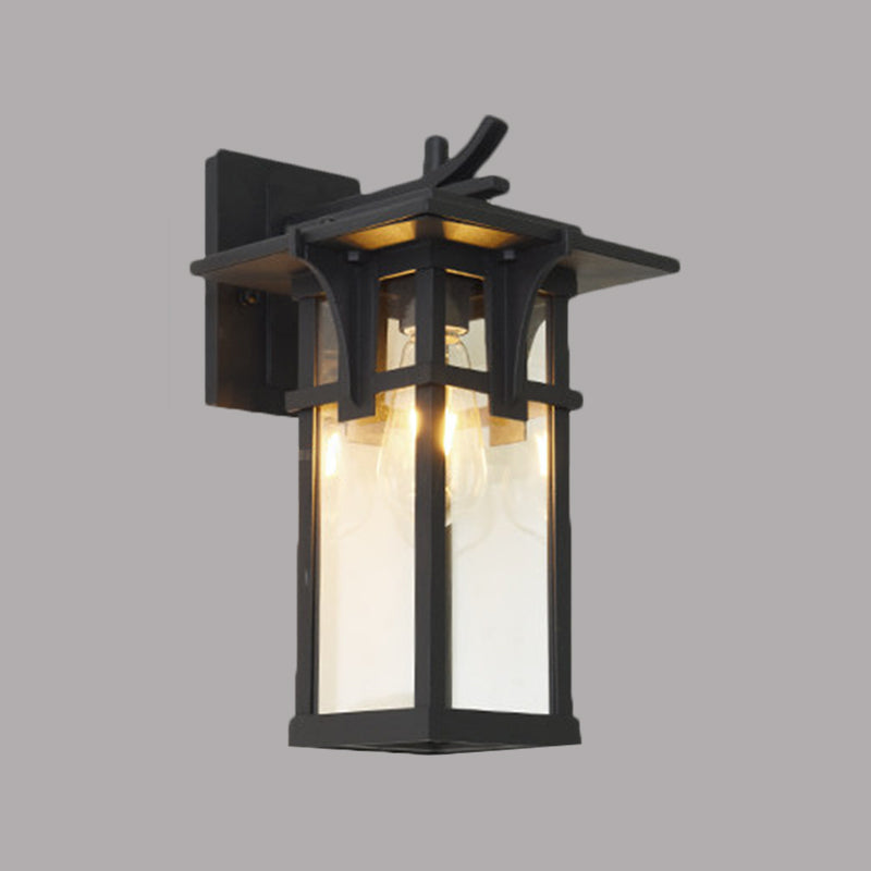Black/Brass Wall Mount Lighting Industrial Clear/Water Glass 1-Light Outdoor Surface Wall Sconce Clearhalo 'Art deco wall lights' 'Cast Iron' 'Glass' 'Industrial wall lights' 'Industrial' 'Middle century wall lights' 'Modern' 'Rustic wall lights' 'Tiffany' 'Traditional wall lights' 'Wall Lamps & Sconces' 'Wall Lights' Lighting' 1688305