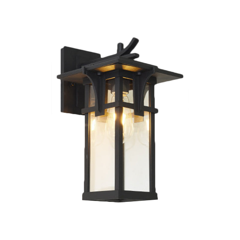 Black/Brass Wall Mount Lighting Industrial Clear/Water Glass 1-Light Outdoor Surface Wall Sconce Clearhalo 'Art deco wall lights' 'Cast Iron' 'Glass' 'Industrial wall lights' 'Industrial' 'Middle century wall lights' 'Modern' 'Rustic wall lights' 'Tiffany' 'Traditional wall lights' 'Wall Lamps & Sconces' 'Wall Lights' Lighting' 1688306