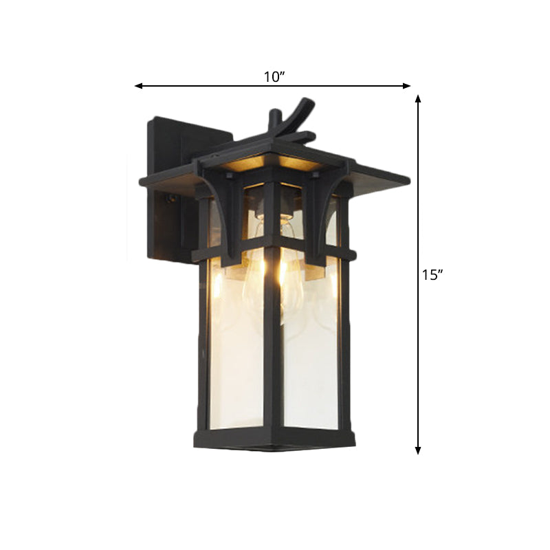 Black/Brass Wall Mount Lighting Industrial Clear/Water Glass 1-Light Outdoor Surface Wall Sconce Clearhalo 'Art deco wall lights' 'Cast Iron' 'Glass' 'Industrial wall lights' 'Industrial' 'Middle century wall lights' 'Modern' 'Rustic wall lights' 'Tiffany' 'Traditional wall lights' 'Wall Lamps & Sconces' 'Wall Lights' Lighting' 1688307