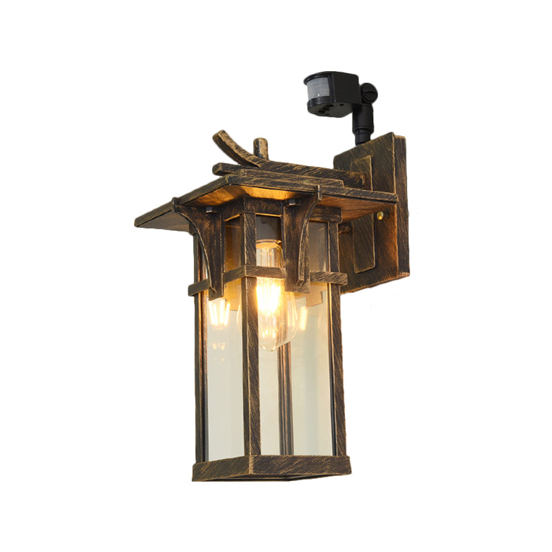 Black/Brass Wall Mount Lighting Industrial Clear/Water Glass 1-Light Outdoor Surface Wall Sconce Clearhalo 'Art deco wall lights' 'Cast Iron' 'Glass' 'Industrial wall lights' 'Industrial' 'Middle century wall lights' 'Modern' 'Rustic wall lights' 'Tiffany' 'Traditional wall lights' 'Wall Lamps & Sconces' 'Wall Lights' Lighting' 1688311