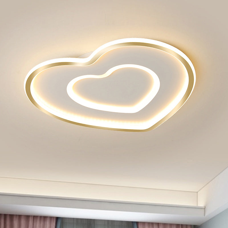 Loving Heart Acrylic Flush Light Fixture Nordic LED White Flushmount Lighting for Bedroom White Clearhalo 'Ceiling Lights' 'Close To Ceiling Lights' 'Close to ceiling' 'Flush mount' Lighting' 1688340