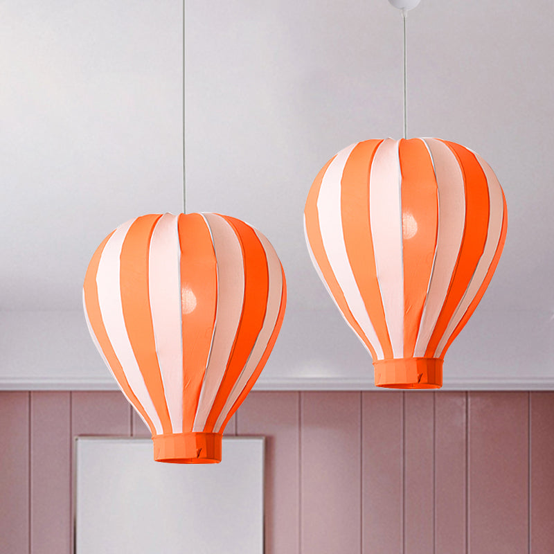 Fabric Balloon Hanging Lighting Cartoon 1 Light Pendant Light Fixture in Red/Blue/Green for Play Room Orange Clearhalo 'Ceiling Lights' 'Pendant Lights' 'Pendants' Lighting' 1688352_e0cf3f3c-0ae9-4454-ab05-02452e72334e