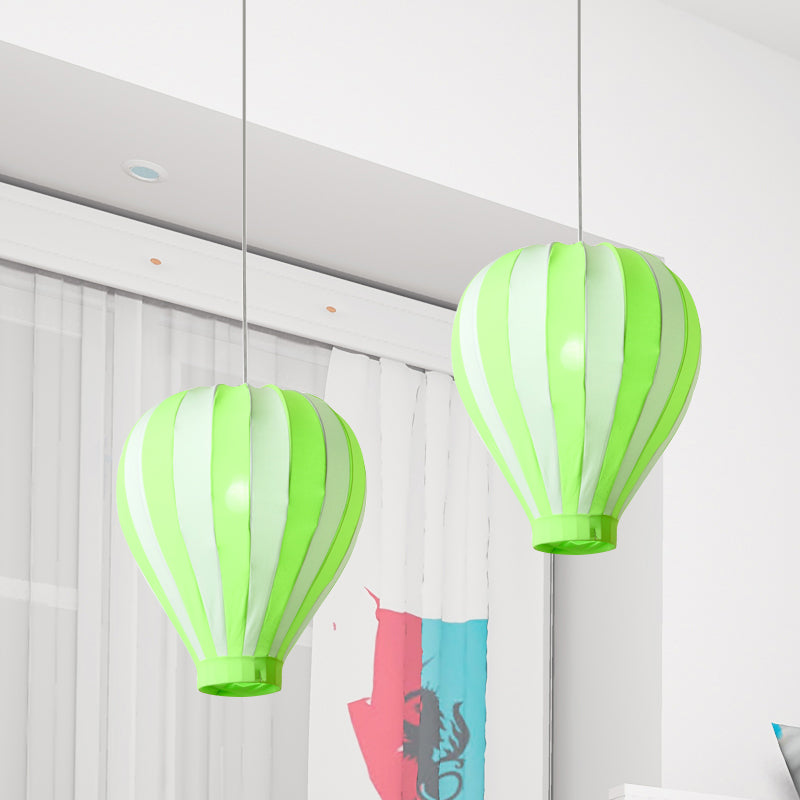 Fabric Balloon Hanging Lighting Cartoon 1 Light Pendant Light Fixture in Red/Blue/Green for Play Room Green Clearhalo 'Ceiling Lights' 'Pendant Lights' 'Pendants' Lighting' 1688368_3ec23074-624d-4658-aaca-b6cd631cc677