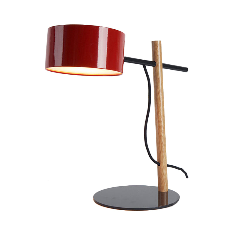 Drum Shade Desk Lamp Contemporary Style Steel 1 Light Red/White Reading Book Light for Study Room Clearhalo 'Lamps' 'Table Lamps' Lighting' 168841