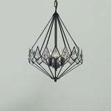 Modern Diamond Suspension Pendant Metallic 3 Heads Parlor Hanging Chandelier with Crystal Encrusted in Black Clearhalo 'Ceiling Lights' 'Chandeliers' 'Modern Chandeliers' 'Modern' Lighting' 1688456