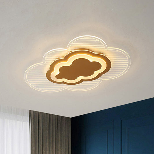 Cloud Bedroom Flush Mount Lamp Acrylic LED Modern Ceiling Light Fixture in Gold, Warm/White Light Gold Clearhalo 'Ceiling Lights' 'Close To Ceiling Lights' 'Close to ceiling' 'Flush mount' Lighting' 1688463