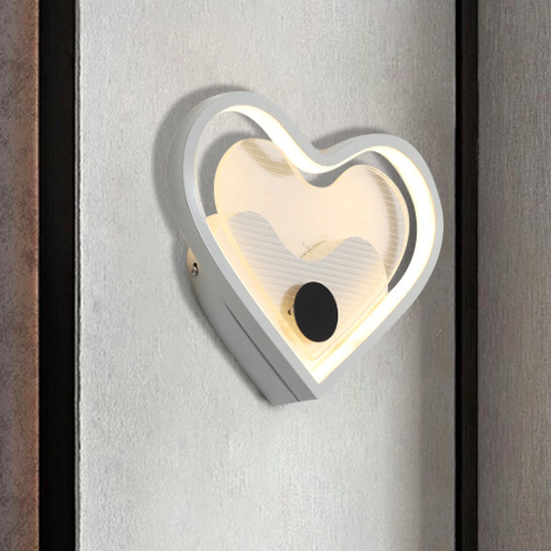 Heart/Cloud Wall Lighting Nordic Acrylic Black/White LED Wall Mounted Light Fixture for Bedroom White Loving Heart Clearhalo 'Wall Lamps & Sconces' 'Wall Lights' Lighting' 1688471