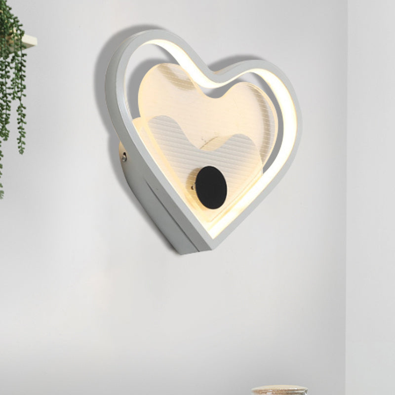 Heart/Cloud Wall Lighting Nordic Acrylic Black/White LED Wall Mounted Light Fixture for Bedroom Clearhalo 'Wall Lamps & Sconces' 'Wall Lights' Lighting' 1688473