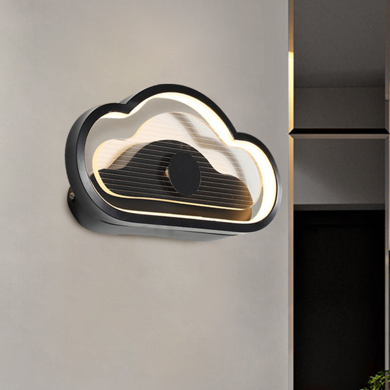 Heart/Cloud Wall Lighting Nordic Acrylic Black/White LED Wall Mounted Light Fixture for Bedroom Clearhalo 'Wall Lamps & Sconces' 'Wall Lights' Lighting' 1688477