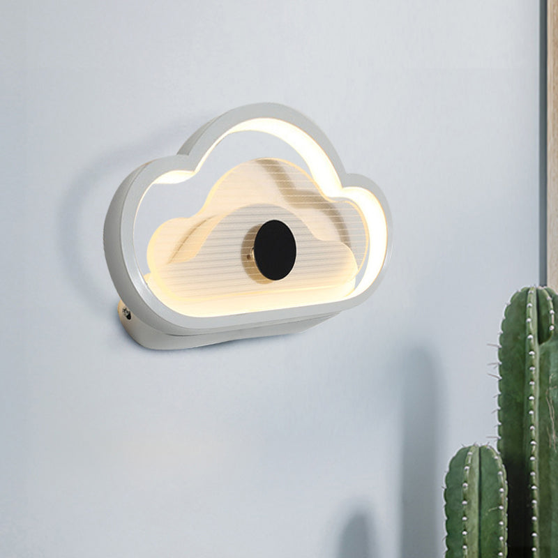 Heart/Cloud Wall Lighting Nordic Acrylic Black/White LED Wall Mounted Light Fixture for Bedroom Clearhalo 'Wall Lamps & Sconces' 'Wall Lights' Lighting' 1688481