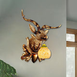 Traditional Bubble Sconce Light 1-Head Amber Crackle Glass Wall Mounted Lamp with Sika Deer and Bloom Decor in Gold Clearhalo 'Wall Lamps & Sconces' 'Wall Lights' Lighting' 1688506