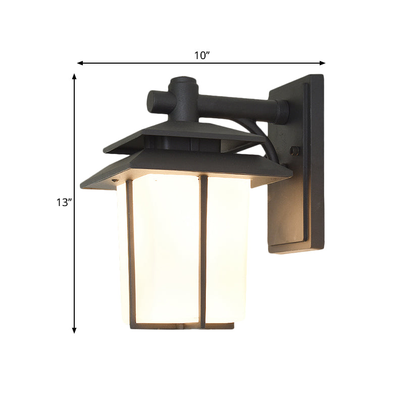 Traditional Trapezoid Wall Lamp 1 Light 7.5"/10" Wide Opaque Glass Wall Mounted Lighting in Black/Brass Clearhalo 'Art deco wall lights' 'Cast Iron' 'Glass' 'Industrial wall lights' 'Industrial' 'Middle century wall lights' 'Modern' 'Rustic wall lights' 'Tiffany' 'Traditional wall lights' 'Wall Lamps & Sconces' 'Wall Lights' Lighting' 1688522