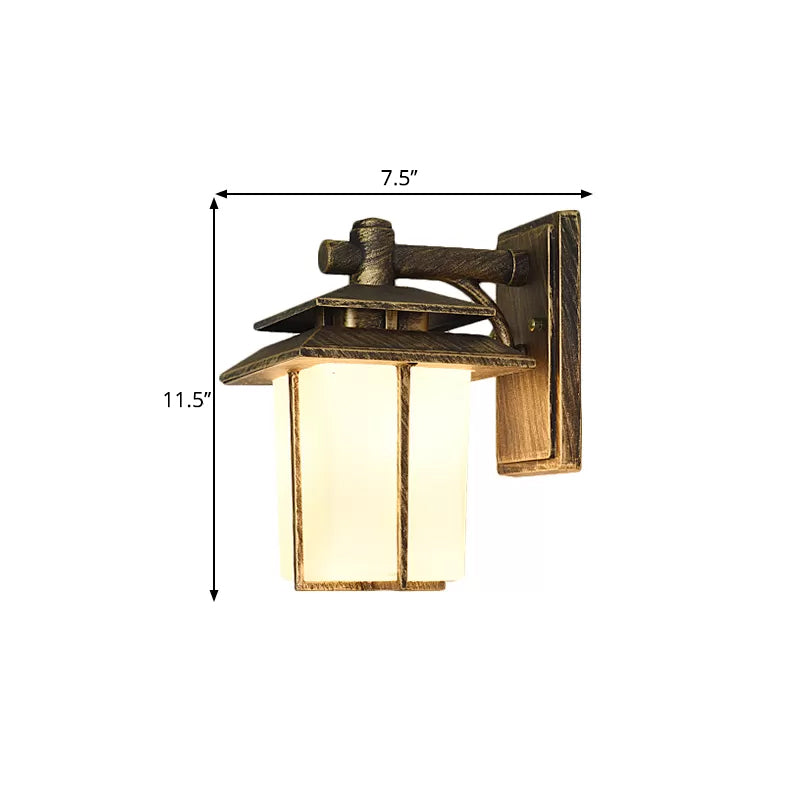 Traditional Trapezoid Wall Lamp 1 Light 7.5"/10" Wide Opaque Glass Wall Mounted Lighting in Black/Brass Clearhalo 'Art deco wall lights' 'Cast Iron' 'Glass' 'Industrial wall lights' 'Industrial' 'Middle century wall lights' 'Modern' 'Rustic wall lights' 'Tiffany' 'Traditional wall lights' 'Wall Lamps & Sconces' 'Wall Lights' Lighting' 1688527