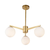 Post Modern 3 Lights Chandelier Gold Sphere Hanging Pendant Light with Milky Glass Shade Clearhalo 'Ceiling Lights' 'Chandeliers' 'Modern Chandeliers' 'Modern' Lighting' 168859