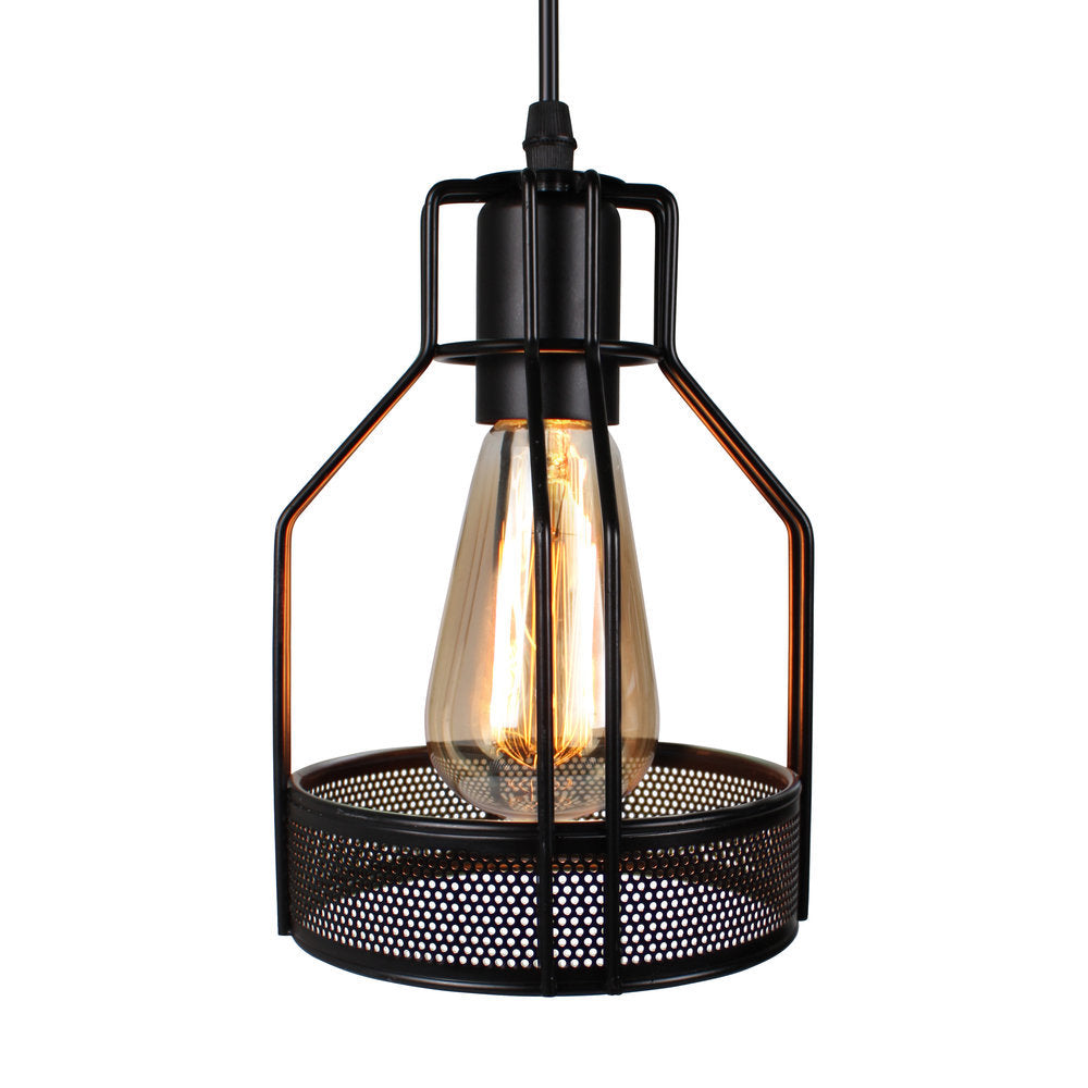 Metallic Black Ceiling Pendant Light Wire Cage 3 Heads Industrial Style Suspension Lighting for Foyer Clearhalo 'Ceiling Lights' 'Pendant Lights' 'Pendants' Lighting' 16887