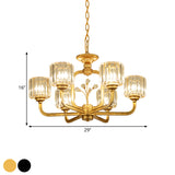 6/8-Bulb Living Room Chandelier Simple Black/Gold Suspension Lighting with Cylindrical Crystal Prisms Shade Clearhalo 'Ceiling Lights' 'Chandeliers' 'Modern Chandeliers' 'Modern' Lighting' 1688706