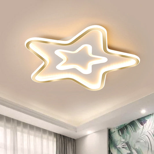 Star Bedroom Flush Ceiling Light Acrylic LED Cartoon Flush Mount Lighting Fixture in White White Clearhalo 'Ceiling Lights' 'Close To Ceiling Lights' 'Close to ceiling' 'Flush mount' Lighting' 1688732