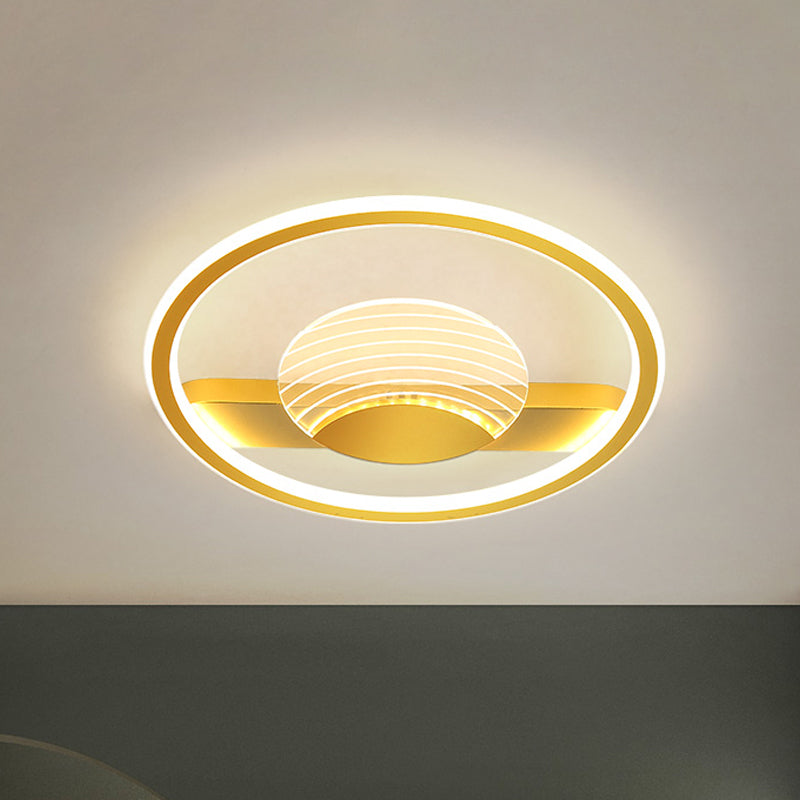 Acrylic Circular Flush Mount Light Nordic Black/Gold LED Close to Ceiling Lamp for Bedroom Gold Clearhalo 'Ceiling Lights' 'Close To Ceiling Lights' 'Close to ceiling' 'Flush mount' Lighting' 1688754