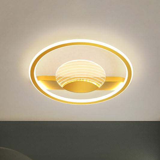 Acrylic Circular Flush Mount Light Nordic Black/Gold LED Close to Ceiling Lamp for Bedroom Gold Clearhalo 'Ceiling Lights' 'Close To Ceiling Lights' 'Close to ceiling' 'Flush mount' Lighting' 1688754