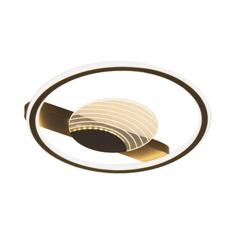 Acrylic Circular Flush Mount Light Nordic Black/Gold LED Close to Ceiling Lamp for Bedroom Clearhalo 'Ceiling Lights' 'Close To Ceiling Lights' 'Close to ceiling' 'Flush mount' Lighting' 1688761