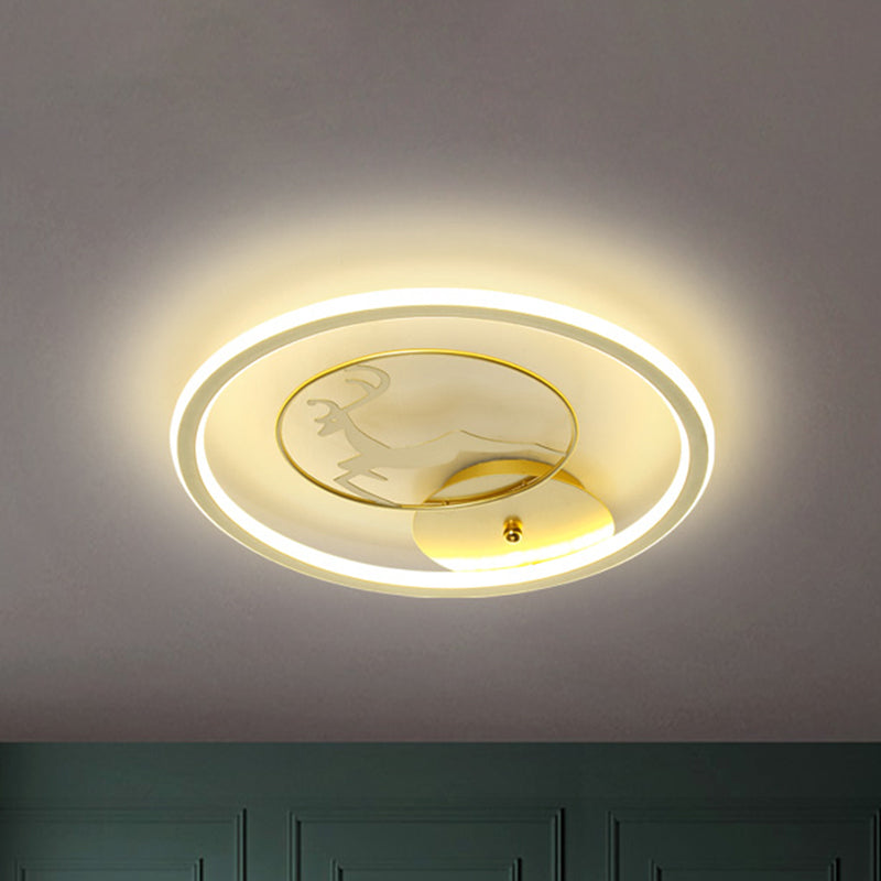 Gold Deer Flush Ceiling Light Contemporary LED Acrylic Flush Mount Lamp for Bedroom Clearhalo 'Ceiling Lights' 'Close To Ceiling Lights' 'Close to ceiling' 'Flush mount' Lighting' 1688763