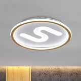 S-Shaped Acrylic Ceiling Lighting Contemporary Black/Gold LED Flush Light Fixture, Warm/White Light Clearhalo 'Ceiling Lights' 'Close To Ceiling Lights' 'Close to ceiling' 'Flush mount' Lighting' 1688767