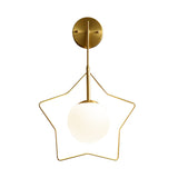 Metallic Star Wall Mounted Light Minimalist 1 Bulb Gold Wall Lighting Fixture with Ball White Glass Shade Clearhalo 'Wall Lamps & Sconces' 'Wall Lights' Lighting' 1688850