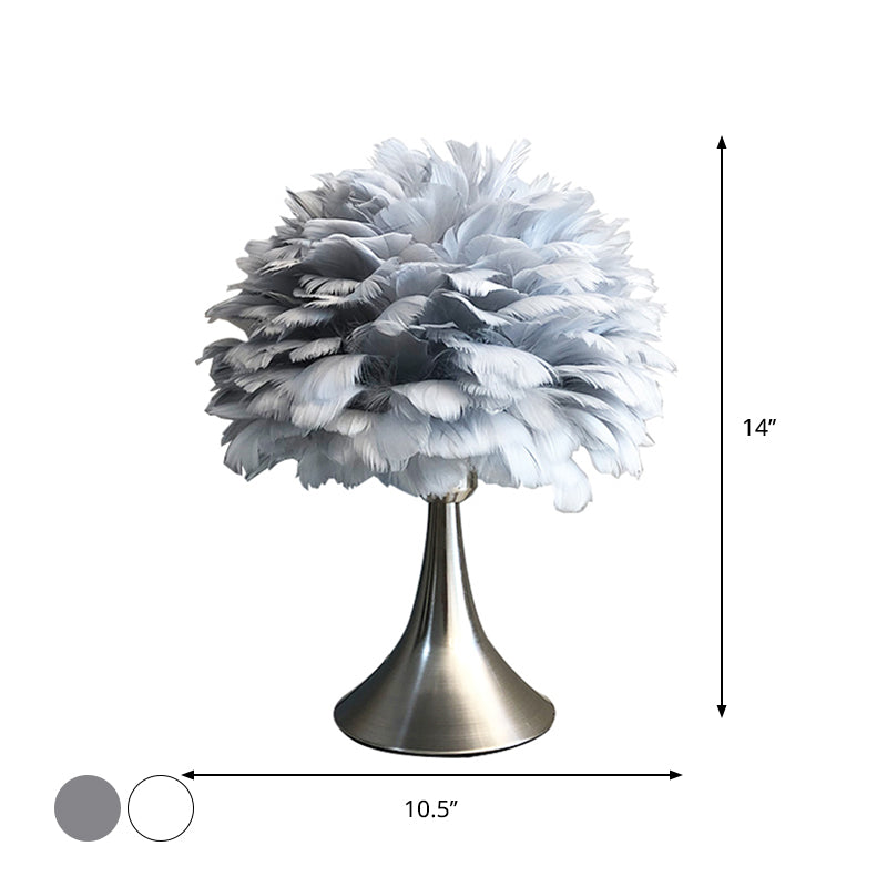 Tree-Like Reading Light Contemporary Feather Grey/White LED Night Table Lamp for Study Room Clearhalo 'Lamps' 'Table Lamps' Lighting' 1688855