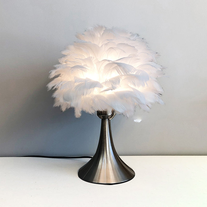 Tree-Like Reading Light Contemporary Feather Grey/White LED Night Table Lamp for Study Room Clearhalo 'Lamps' 'Table Lamps' Lighting' 1688858