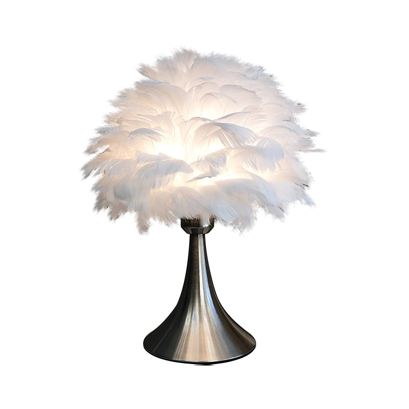 Tree-Like Reading Light Contemporary Feather Grey/White LED Night Table Lamp for Study Room Clearhalo 'Lamps' 'Table Lamps' Lighting' 1688859