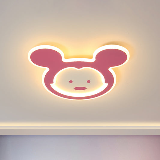 Pink/Blue Mouse Ceiling Flush Mount Kids LED Acrylic Flush Ceiling Light for Kids Bedroom in Warm/White Light Pink Clearhalo 'Ceiling Lights' 'Close To Ceiling Lights' 'Close to ceiling' 'Flush mount' Lighting' 1688893