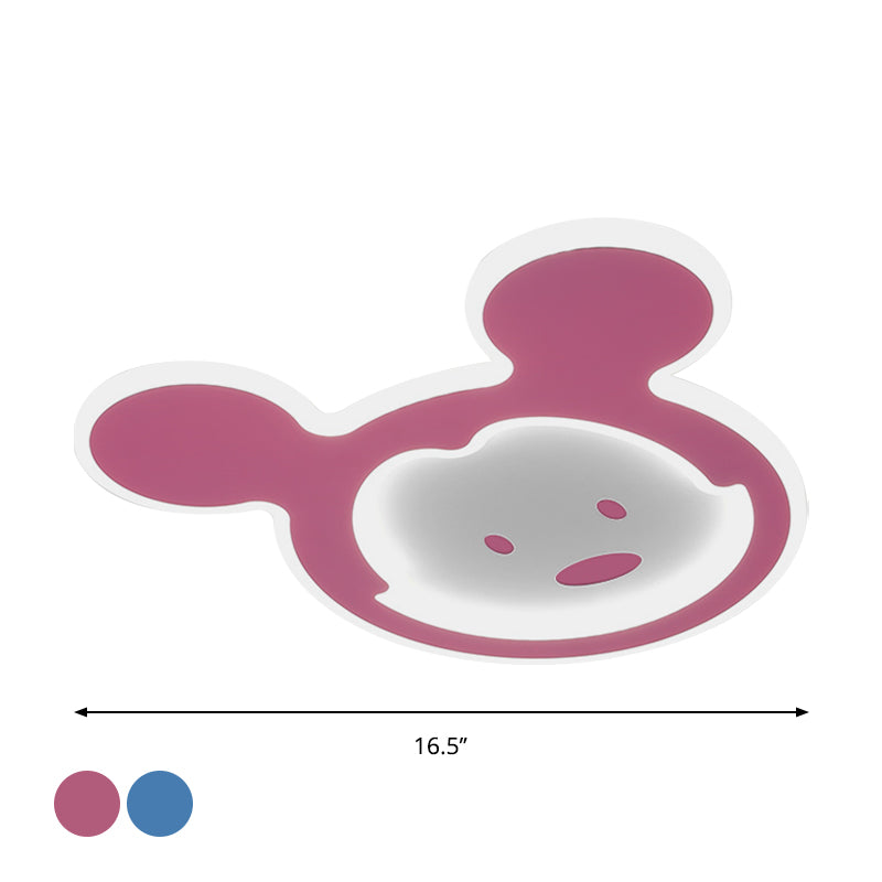 Pink/Blue Mouse Ceiling Flush Mount Kids LED Acrylic Flush Ceiling Light for Kids Bedroom in Warm/White Light Clearhalo 'Ceiling Lights' 'Close To Ceiling Lights' 'Close to ceiling' 'Flush mount' Lighting' 1688896