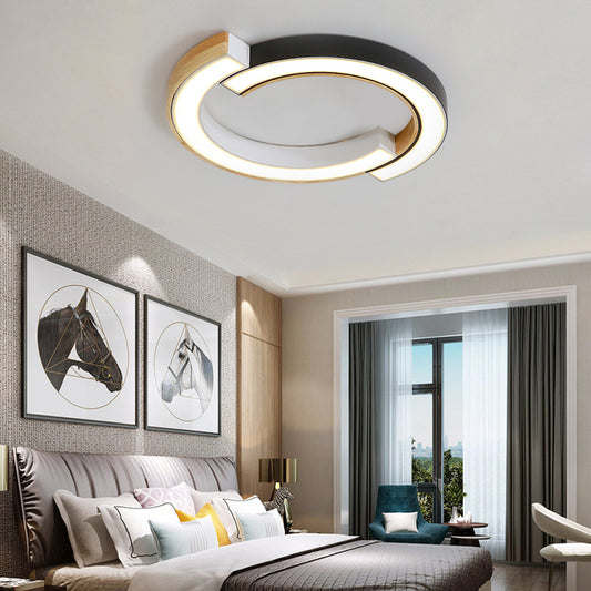 Bedroom 2-Arch Bridge Ceiling Lamp Acrylic Contemporary 15"/19" Width LED Black/White Ceiling Mount Light Clearhalo 'Ceiling Lights' 'Close To Ceiling Lights' 'Close to ceiling' 'Flush mount' Lighting' 168984