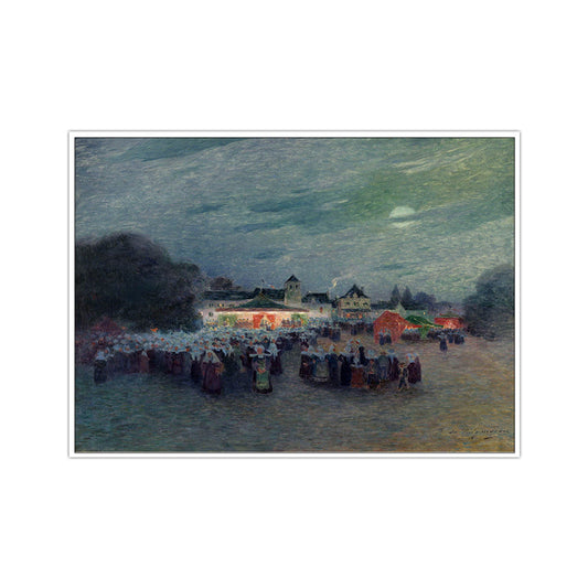 Oil Painting Night Fairs Canvas Art for House Interior, Blue-Grey, Textured Surface Clearhalo 'Arts' 'Canvas Art' 1689859