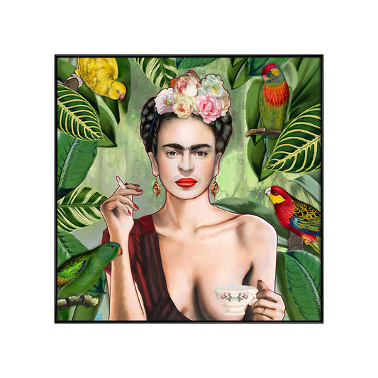 Bohemian Canvas Art in Green Frida Kahlo Self-Portrait Painting for House Interior Clearhalo 'Arts' 'Canvas Art' 1690011