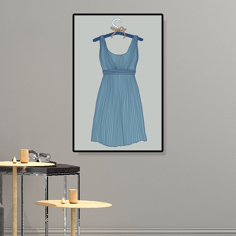 Fashion Dress Art Print Victorian Canvas Wall Decor in Blue for Bedroom, Multiple Sizes Blue Clearhalo 'Arts' 'Canvas Art' 1690051