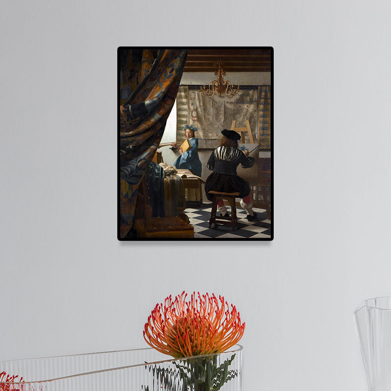 Retro Style Canvas Print Brown Jan Vermeer the Art of Painting Wall Decor for Bedroom Brown Clearhalo 'Arts' 'Canvas Art' 1690281