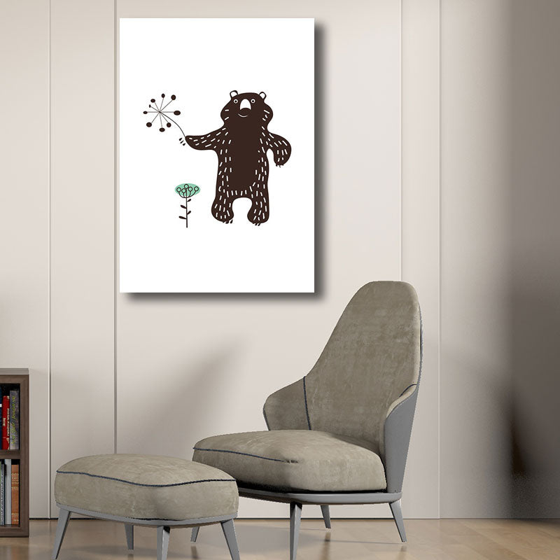 Multicolored Cartoon Animal Canvas Minimalism Decorative Wall Art Print for Kids Room Black Clearhalo 'Art Gallery' 'Canvas Art' 'Kids' Arts' 1690309