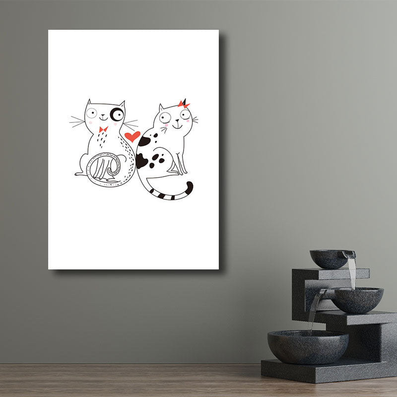 Multicolored Cartoon Animal Canvas Minimalism Decorative Wall Art Print for Kids Room White Clearhalo 'Art Gallery' 'Canvas Art' 'Kids' Arts' 1690316