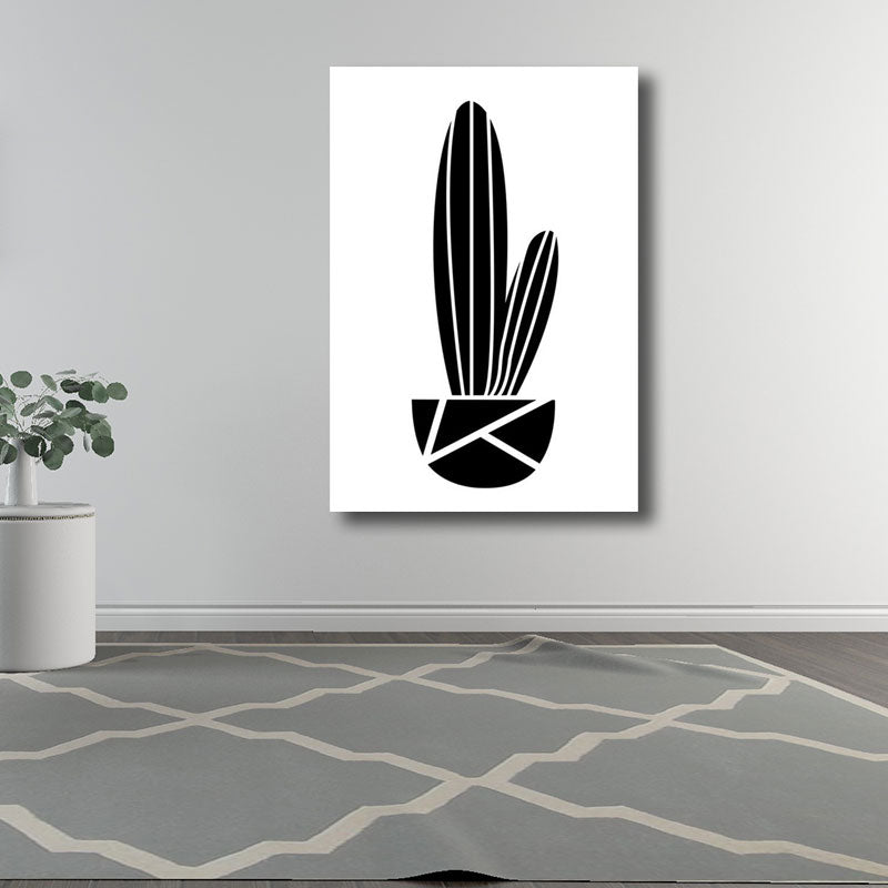 Potted Cactus Paintings Home Decor Nordic Canvas for Sitting Room Wall Art in Black Black Clearhalo 'Arts' 'Canvas Art' 1690320