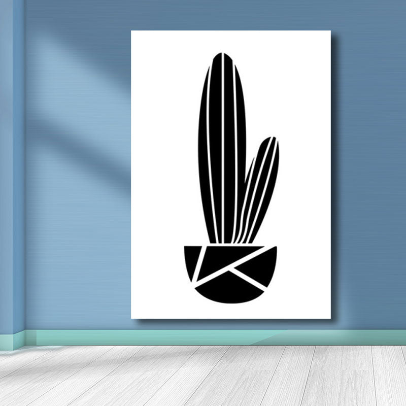 Potted Cactus Paintings Home Decor Nordic Canvas for Sitting Room Wall Art in Black Clearhalo 'Arts' 'Canvas Art' 1690322