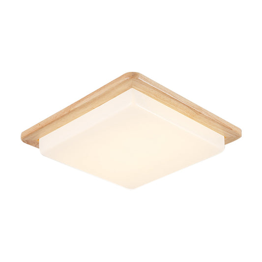 12.5"/14"/18"/22" Wide Japanese Style Square Ceiling Light Wood LED Flush Mount Light in Warm/White Light for Bedroom Clearhalo 'Ceiling Lights' 'Close To Ceiling Lights' 'Close to ceiling' 'Flush mount' Lighting' 169032