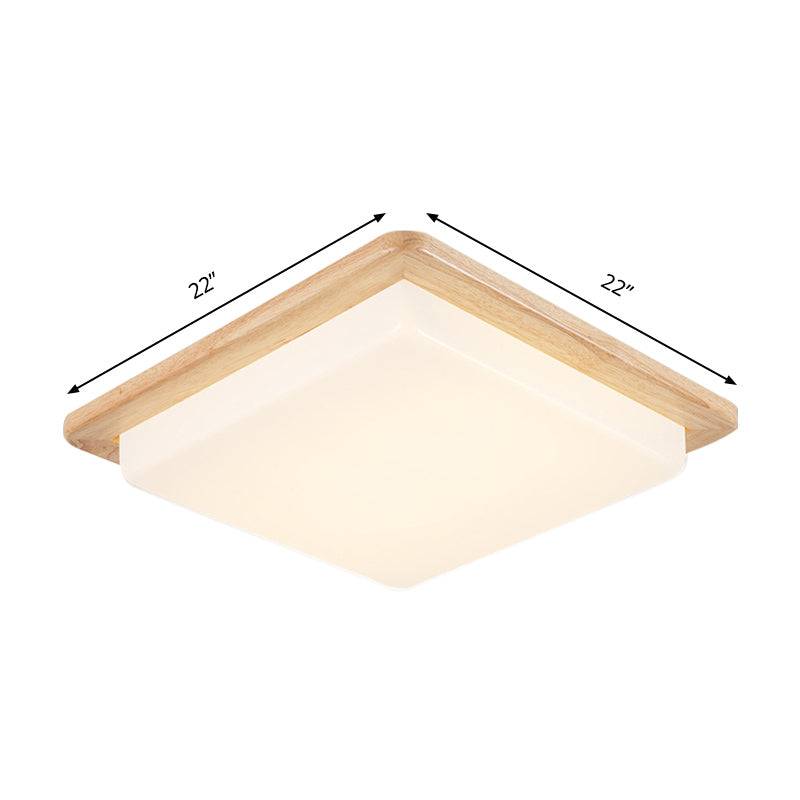 12.5"/14"/18"/22" Wide Japanese Style Square Ceiling Light Wood LED Flush Mount Light in Warm/White Light for Bedroom Clearhalo 'Ceiling Lights' 'Close To Ceiling Lights' 'Close to ceiling' 'Flush mount' Lighting' 169033