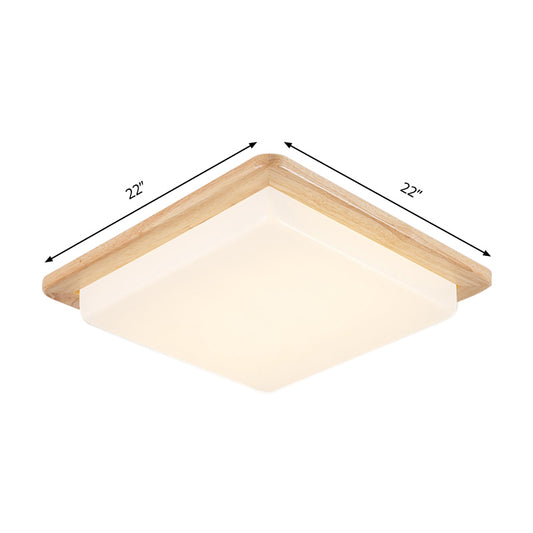 12.5"/14"/18"/22" Wide Japanese Style Square Ceiling Light Wood LED Flush Mount Light in Warm/White Light for Bedroom Clearhalo 'Ceiling Lights' 'Close To Ceiling Lights' 'Close to ceiling' 'Flush mount' Lighting' 169033