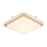 12.5"/14"/18"/22" Wide Japanese Style Square Ceiling Light Wood LED Flush Mount Light in Warm/White Light for Bedroom Clearhalo 'Ceiling Lights' 'Close To Ceiling Lights' 'Close to ceiling' 'Flush mount' Lighting' 169033