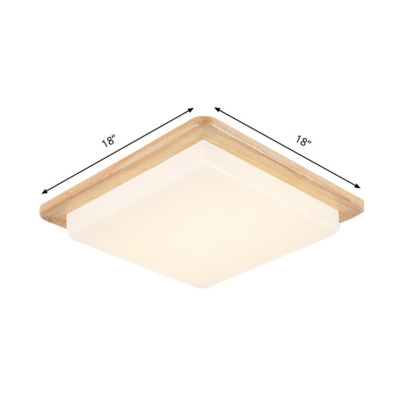 12.5"/14"/18"/22" Wide Japanese Style Square Ceiling Light Wood LED Flush Mount Light in Warm/White Light for Bedroom Clearhalo 'Ceiling Lights' 'Close To Ceiling Lights' 'Close to ceiling' 'Flush mount' Lighting' 169034