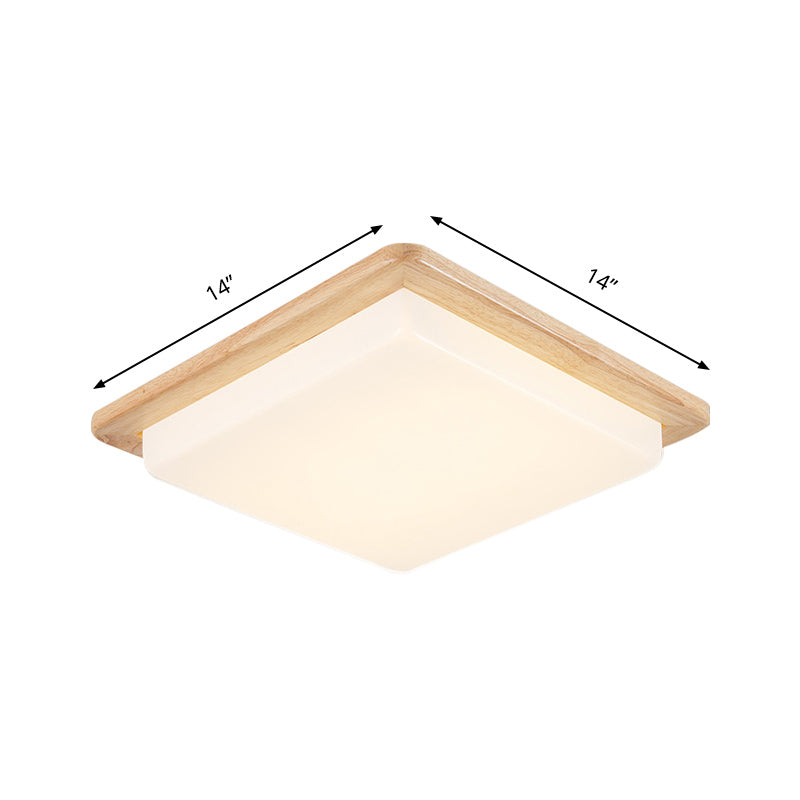 12.5"/14"/18"/22" Wide Japanese Style Square Ceiling Light Wood LED Flush Mount Light in Warm/White Light for Bedroom Clearhalo 'Ceiling Lights' 'Close To Ceiling Lights' 'Close to ceiling' 'Flush mount' Lighting' 169035