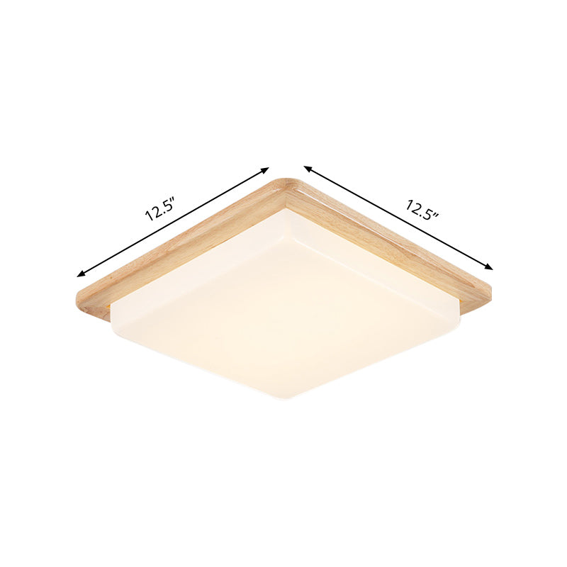 12.5"/14"/18"/22" Wide Japanese Style Square Ceiling Light Wood LED Flush Mount Light in Warm/White Light for Bedroom Clearhalo 'Ceiling Lights' 'Close To Ceiling Lights' 'Close to ceiling' 'Flush mount' Lighting' 169036