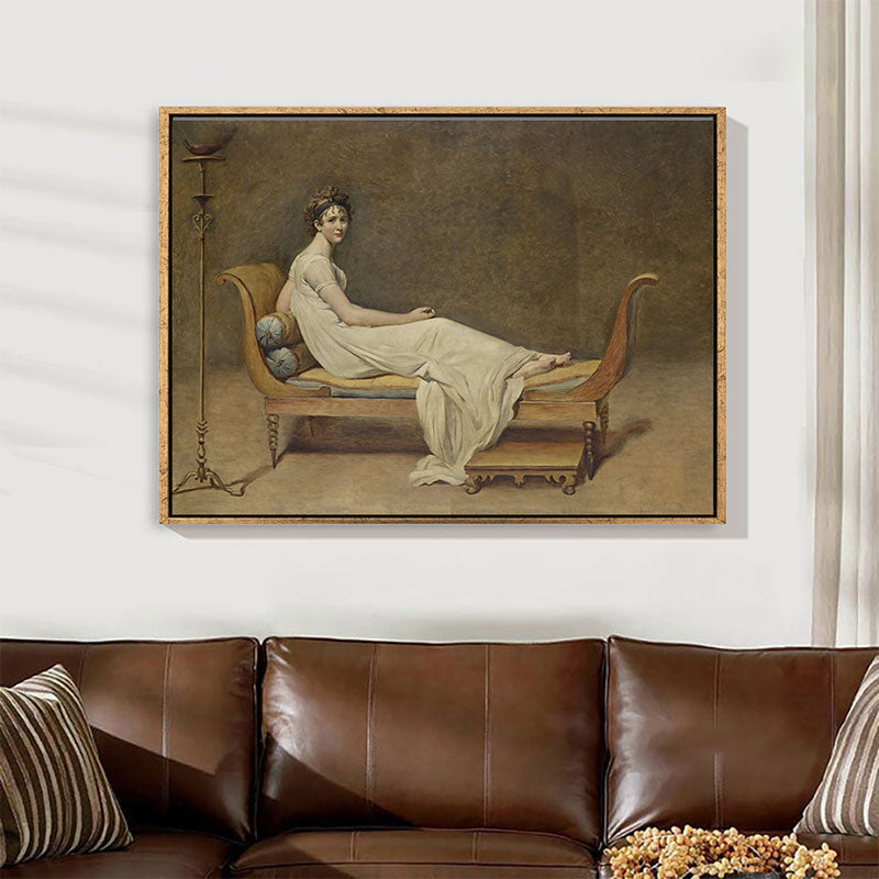 Painting of Madame Recamier Canvas Wall Art for Living Room, Yellow and White, Texture Yellow Clearhalo 'Arts' 'Canvas Art' 1690432